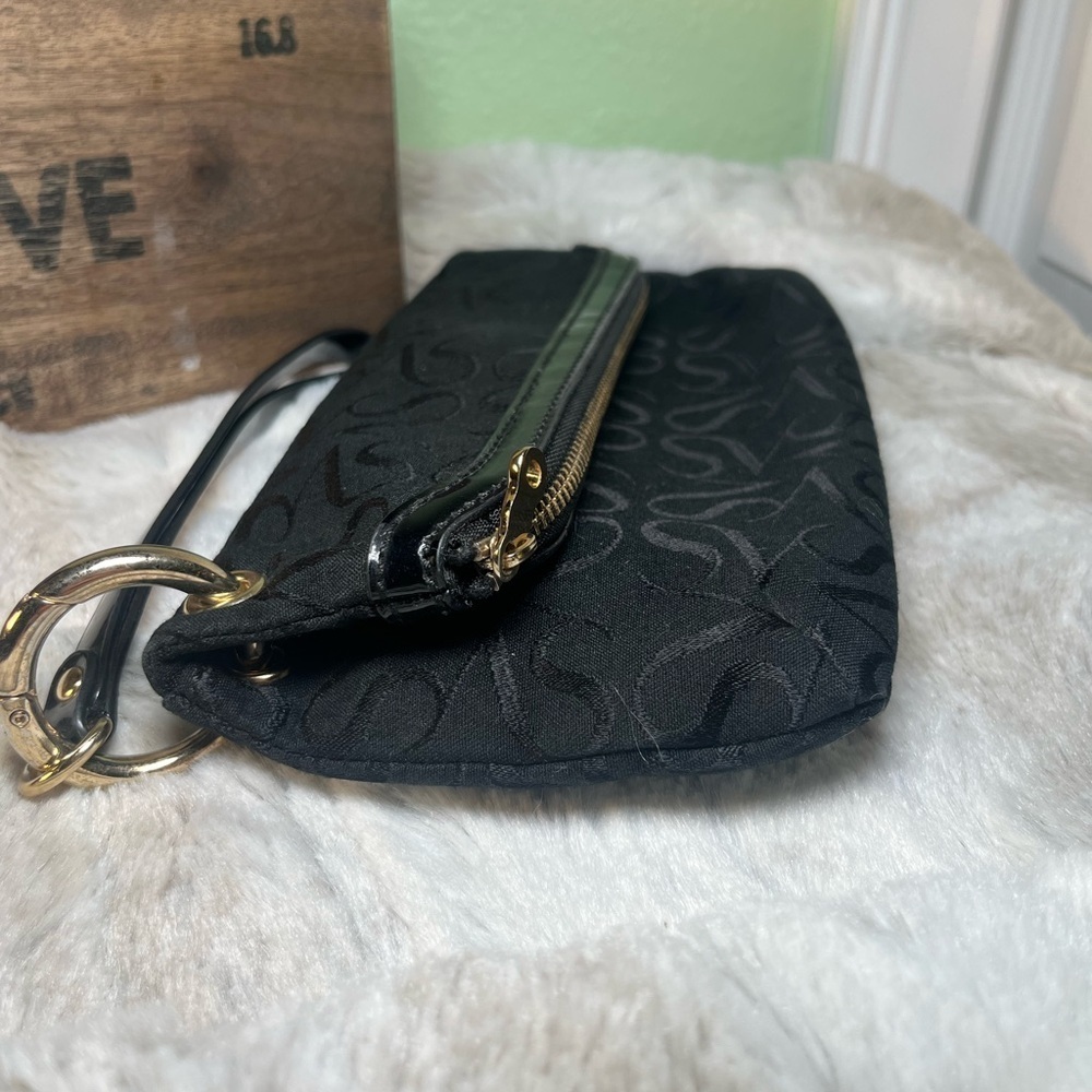 Simply Vera Wang Wristlet Wallet Black Magnetic Fold Over Clutch Bag Purse Strap - Picture 6 of 9